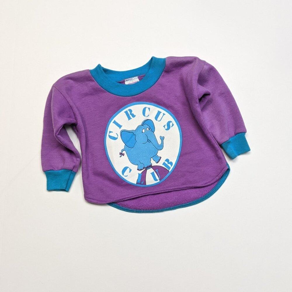 Vintage Garanimals Purple Circus Sweatshirt Sz 6-9m